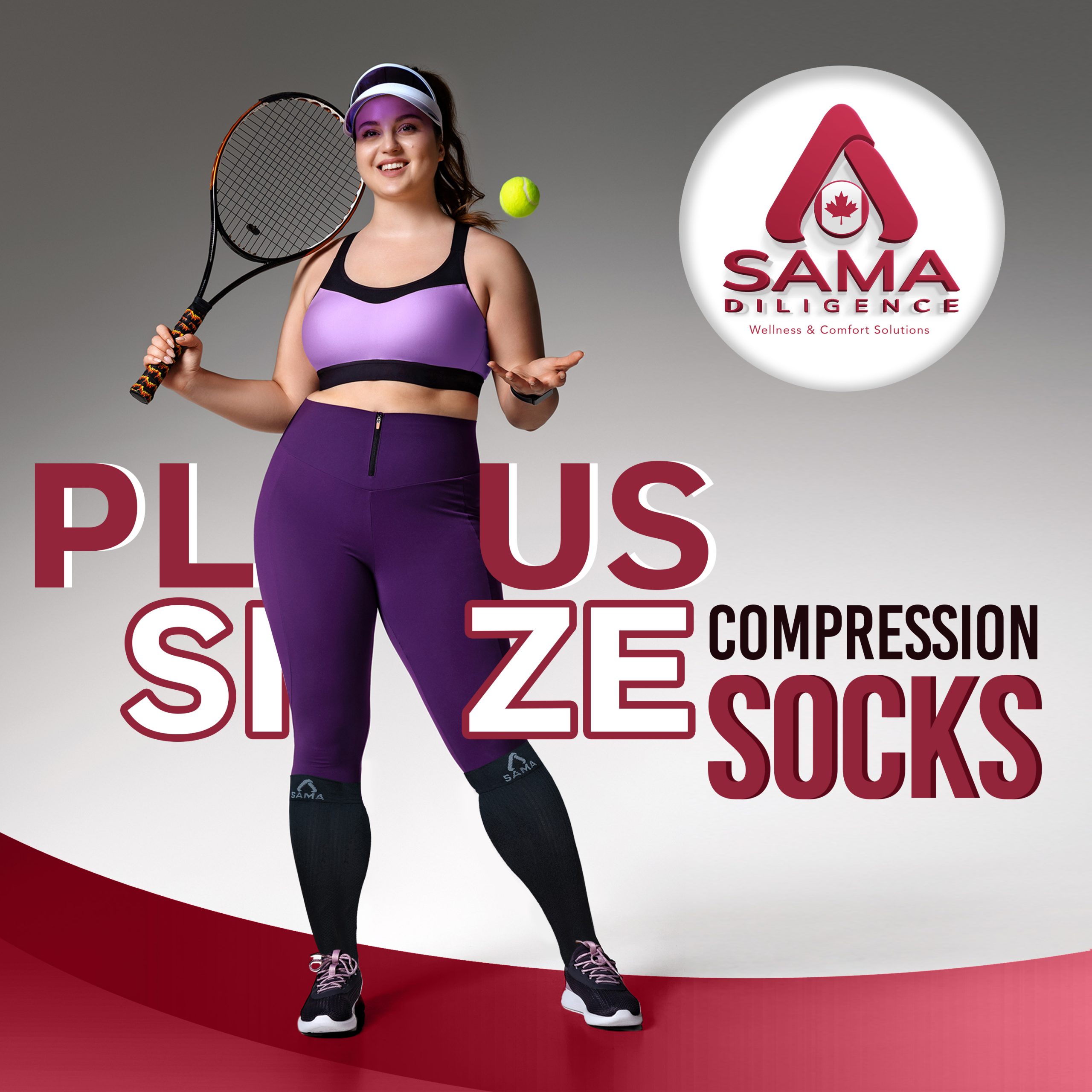 1 pair) plus size compression socks wide calf 20-30 mmHg for women and men  - SAMA DILIGENCE