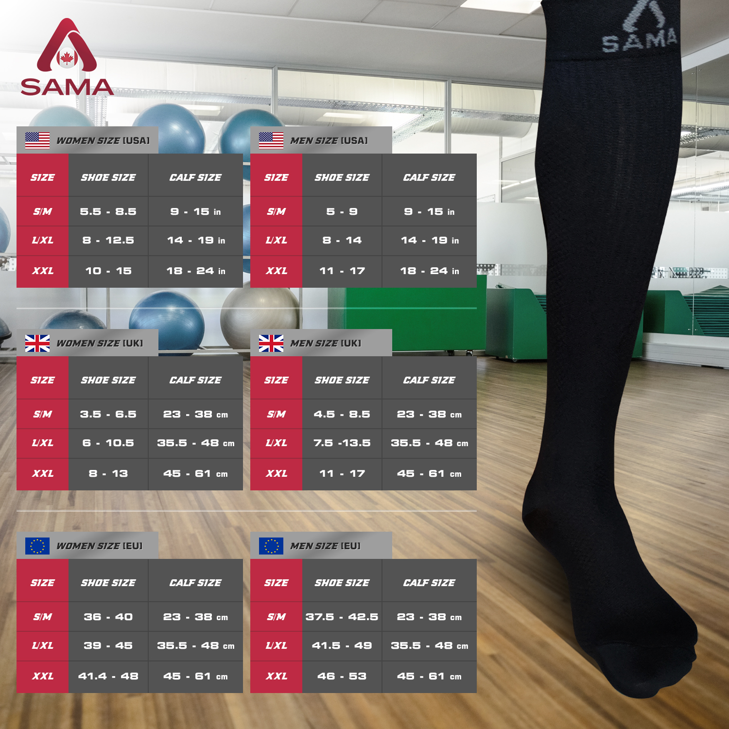 Black Compression Socks 20-30 mmhg - Sama Appareal